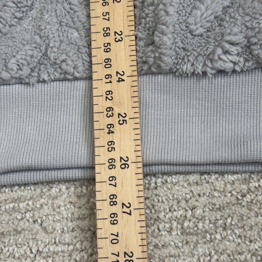 Shein Light Gray Cable Knit Textured Fleece Hoodie Oversized Pullover Large - Picture 5 of 7